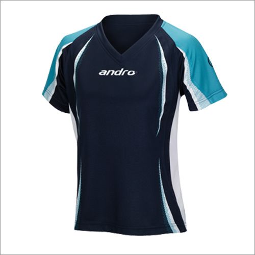 andro Shirt COSYO Women V-Neck navy/turquoise/white