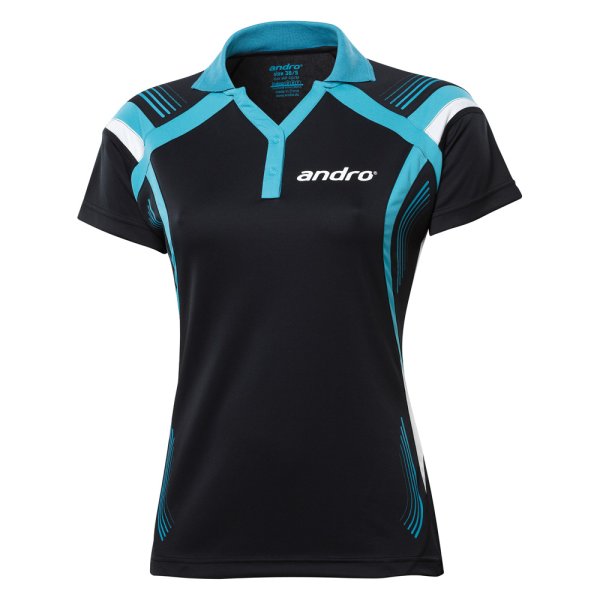 andro Polo Magua Women Black/Turquoise 100% Polyester IndoorDRY
