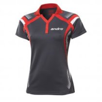andro Polo Magua Women Anthracite/Red 100% Polyester IndoorDRY