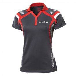 andro Polo Magua Women Anthracite/Red 100% Polyester IndoorDRY