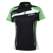 andro Polo Agus Women Blk/Green 100% Polyester IndoorDRY