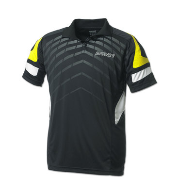 Donic Polo Shirt Force Blk /Yell 100% Polyester Drilite