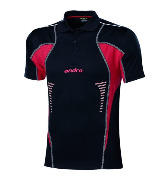 andro Polo Lasca Blk/Red 100% Polyester IndoorDRY