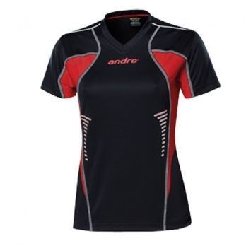 andro Polo Lasca Women Blk/Red 100% Polyester IndoorDRY