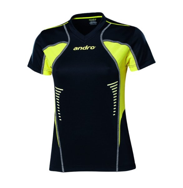 andro Polo Lasca Women Blk/Yellow 100% Polyester IndoorDRY