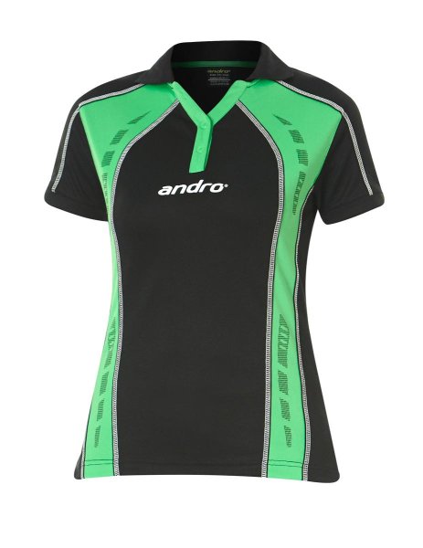 andro Polo Mago Women Blk/Green 100% Polyester IndoorDRY