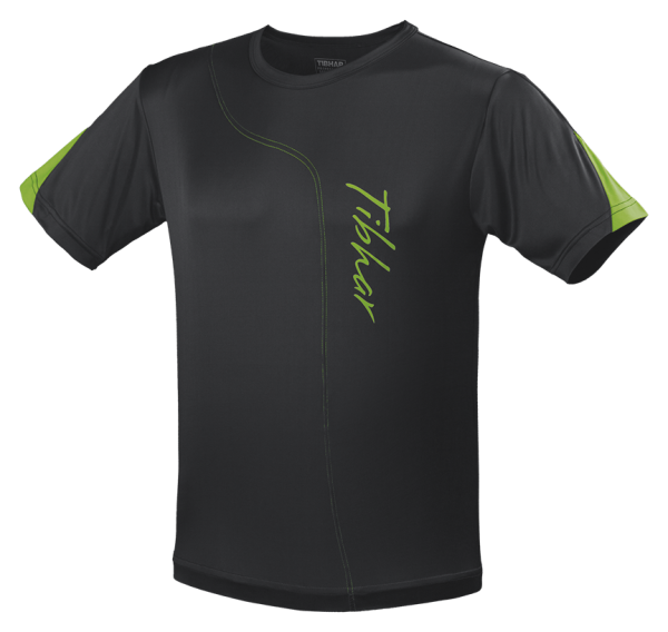 Tibhar T-Shirt SEAM Black/Green 100% Polyester"