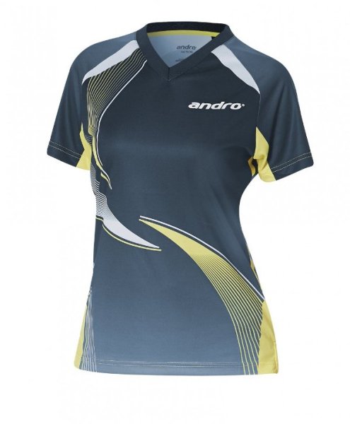 andro Womens Shirt Kaitos Grey/Yellow100% Polyester Indoor